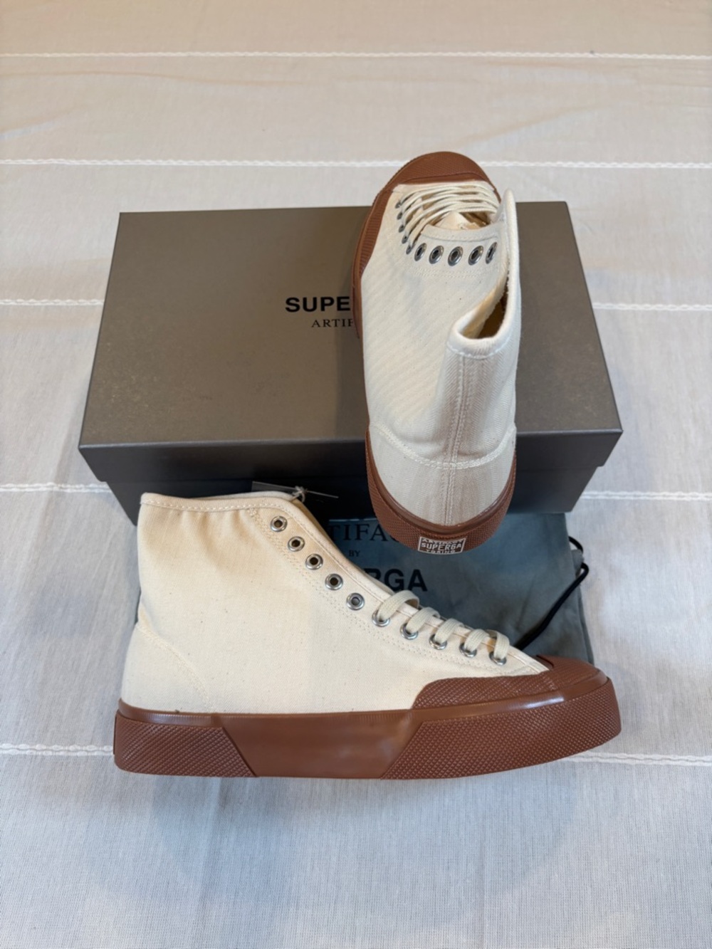 Artifact by Superga 2433 Twisted Herringbone High Top Off White Amber Brown 42